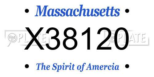 X38120 Massachusetts License Plate