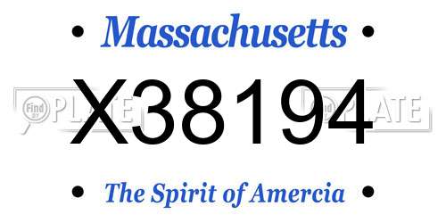 X38194 Massachusetts License Plate