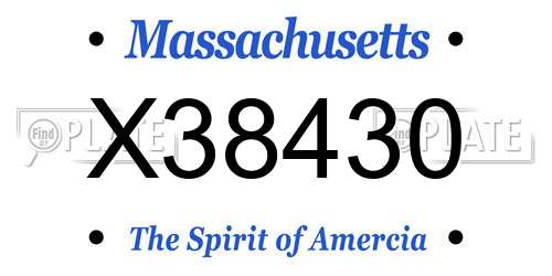 X38430 Massachusetts License Plate