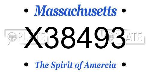 X38493 Massachusetts License Plate
