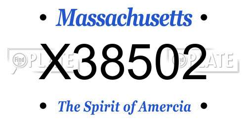 X38502 Massachusetts License Plate