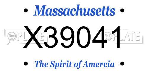 X39041 Massachusetts License Plate