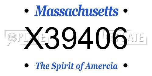 X39406 Massachusetts License Plate