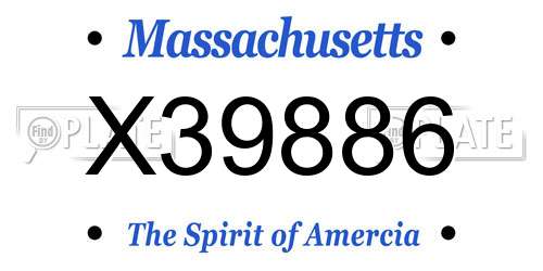 X39886 Massachusetts License Plate