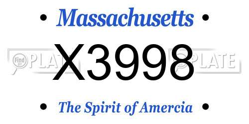 X3998 Massachusetts License Plate