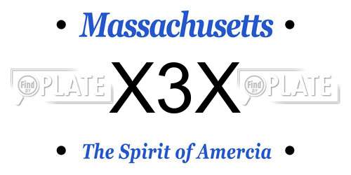 X3X Massachusetts License Plate