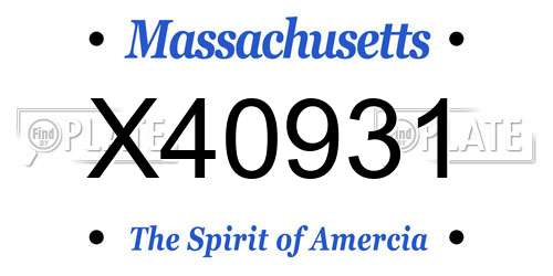 X40931 Massachusetts License Plate
