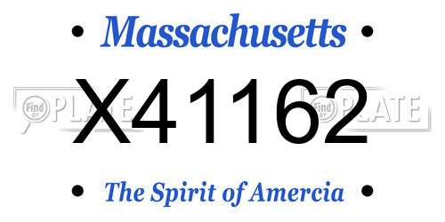 X41162 Massachusetts License Plate
