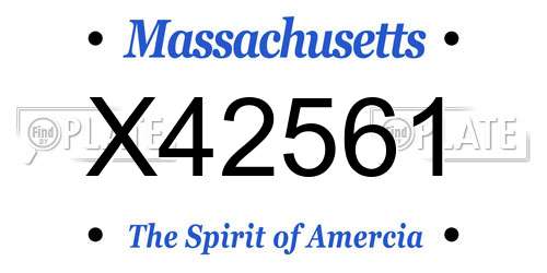 X42561 Massachusetts License Plate