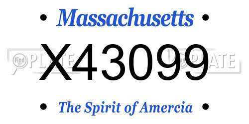 X43099 Massachusetts License Plate