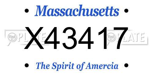 X43417 Massachusetts License Plate