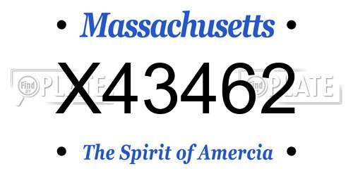 X43462 Massachusetts License Plate