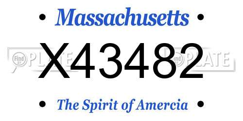 X43482 Massachusetts License Plate