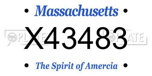 X43483 Massachusetts License Plate