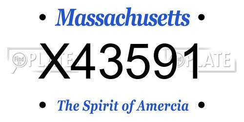 X43591 Massachusetts License Plate