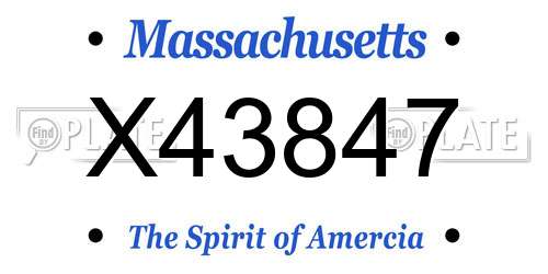 X43847 Massachusetts License Plate