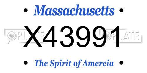 X43991 Massachusetts License Plate