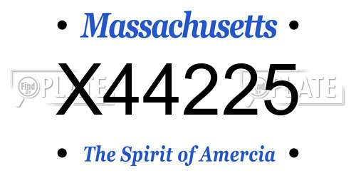 X44225 Massachusetts License Plate