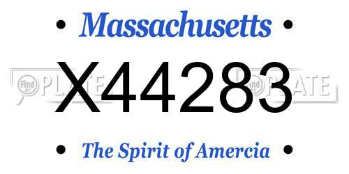 X44283 Massachusetts License Plate