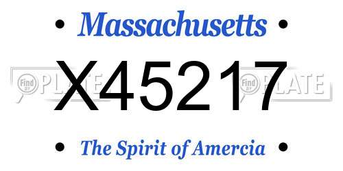 X45217 Massachusetts License Plate