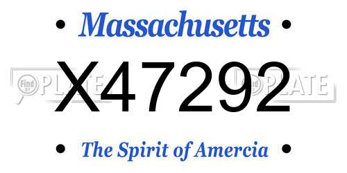 X47292 Massachusetts License Plate