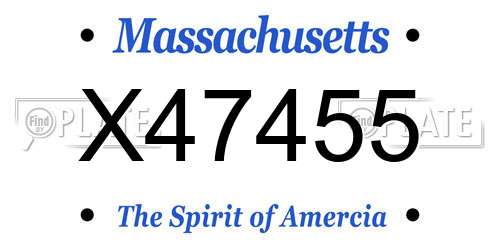 X47455 Massachusetts License Plate