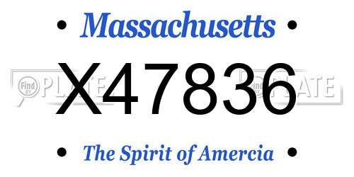 X47836 Massachusetts License Plate