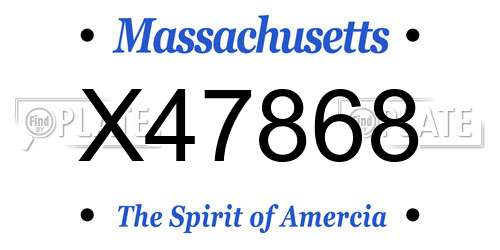 X47868 Massachusetts License Plate