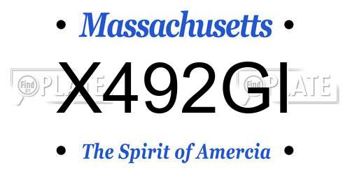 X492GI Massachusetts License Plate