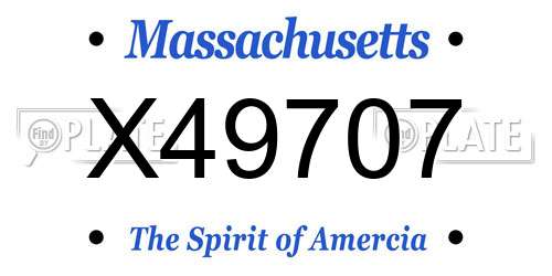 X49707 Massachusetts License Plate
