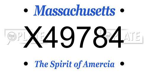 X49784 Massachusetts License Plate