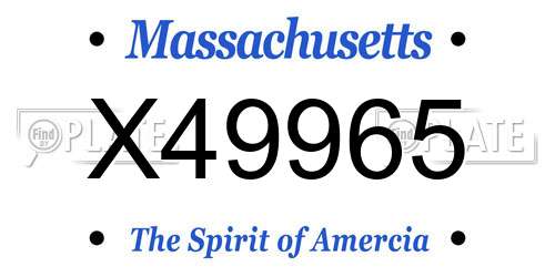 X49965 Massachusetts License Plate