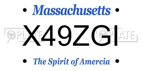 X49ZGI Massachusetts License Plate