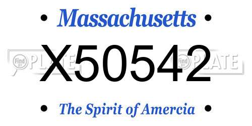 X50542 Massachusetts License Plate