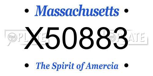 X50883 Massachusetts License Plate