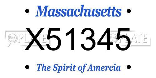 X51345 Massachusetts License Plate