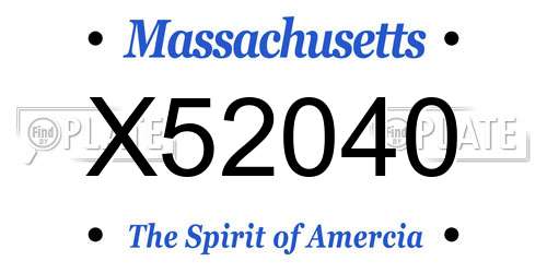 X52040 Massachusetts License Plate