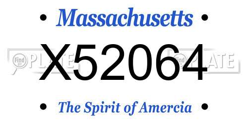 X52064 Massachusetts License Plate