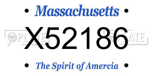 X52186 Massachusetts License Plate