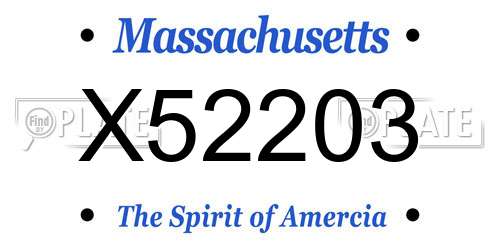 X52203 Massachusetts License Plate