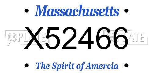 X52466 Massachusetts License Plate