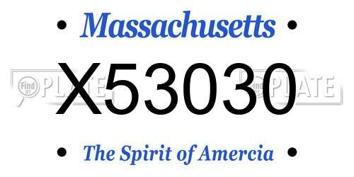 X53030 Massachusetts License Plate