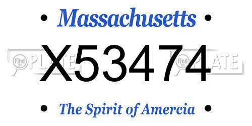 X53474 Massachusetts License Plate