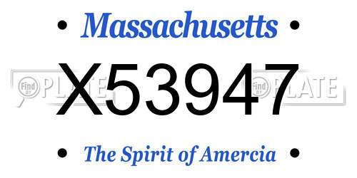 X53947 Massachusetts License Plate