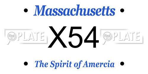 X54 Massachusetts License Plate