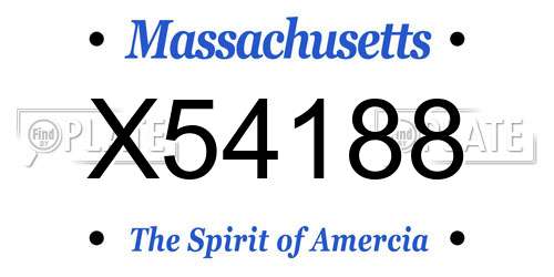 X54188 Massachusetts License Plate