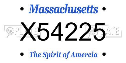 X54225 Massachusetts License Plate