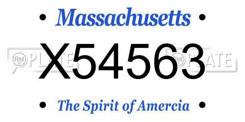 X54563 Massachusetts License Plate