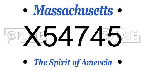 X54745 Massachusetts License Plate