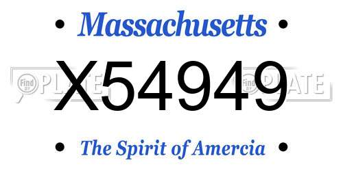 X54949 Massachusetts License Plate